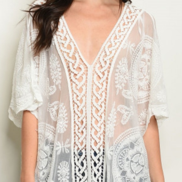 #73 LACE & CROCHET TUNIC TOP/ COVER UP - Picture 2 of 7